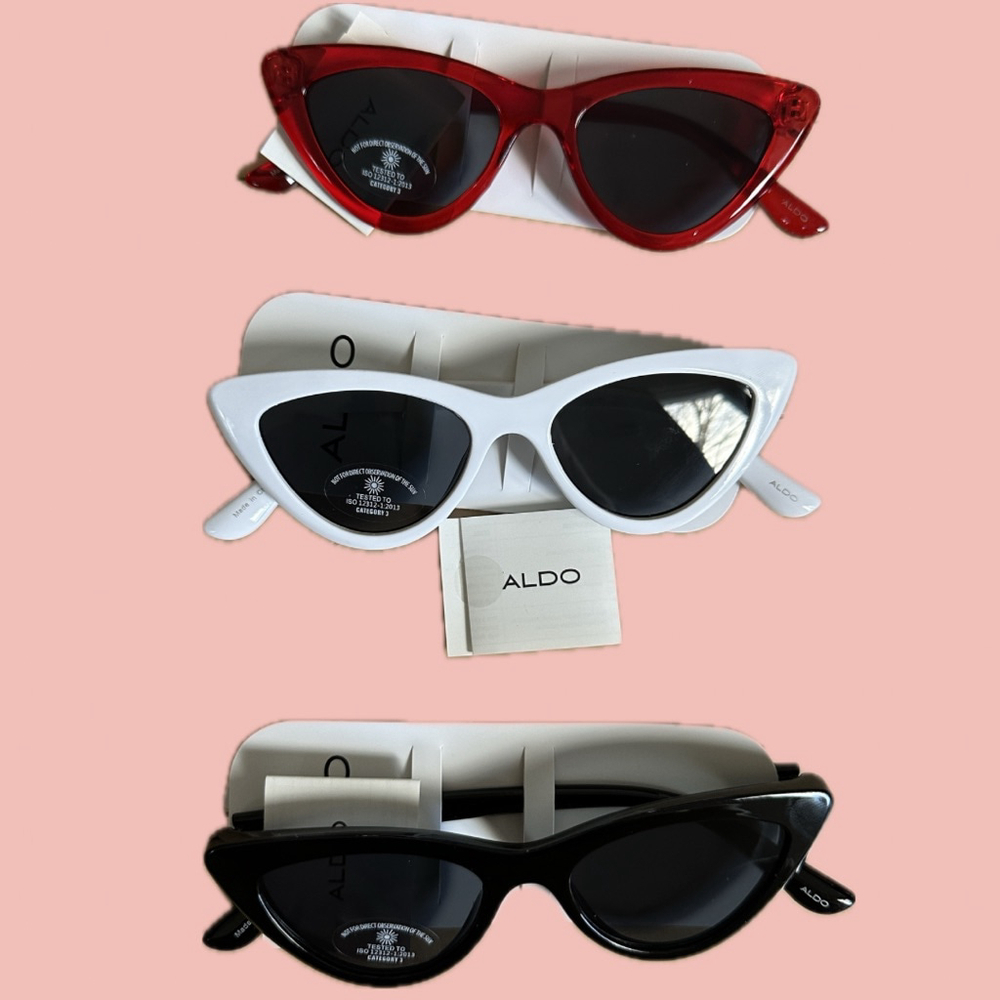 ALDO Cat Eye Sunglasses Lot of 3 Red White Black Retro Y2K